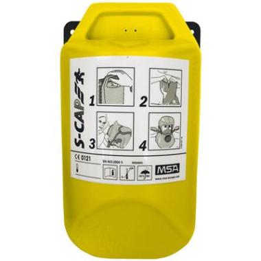 MSA S-Cap vluchtmasker in lichtreflecterende muurbox