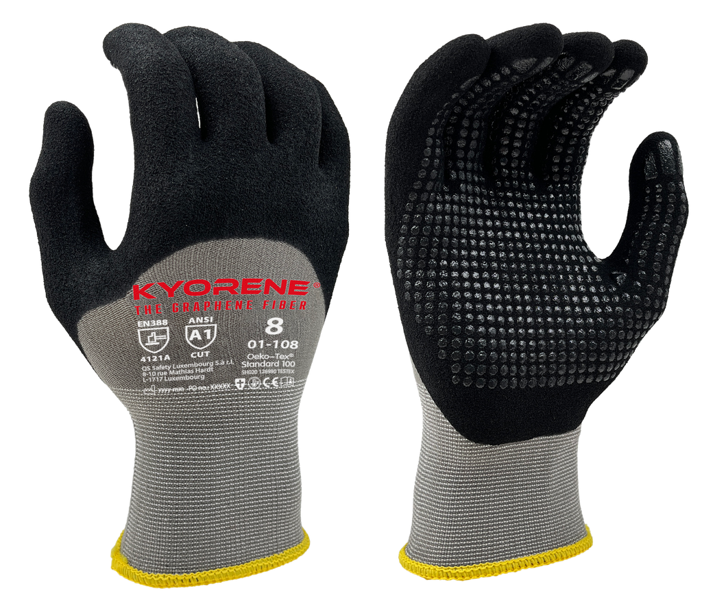 01-108  / 15 gauge Kyorene. 3/4 Micro-foam knuckle coating w/dots cut A