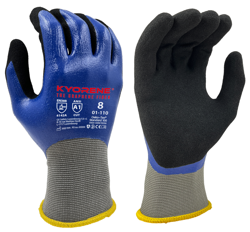 01-110  / 15 gauge Kyorene. Nitrile coating and & micro-foam palm cut A