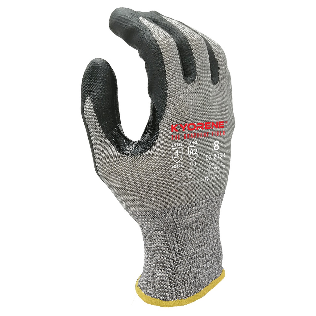 02-205R  / 13 gauge Kyorene  nano-foam nitrile palm coating cut B