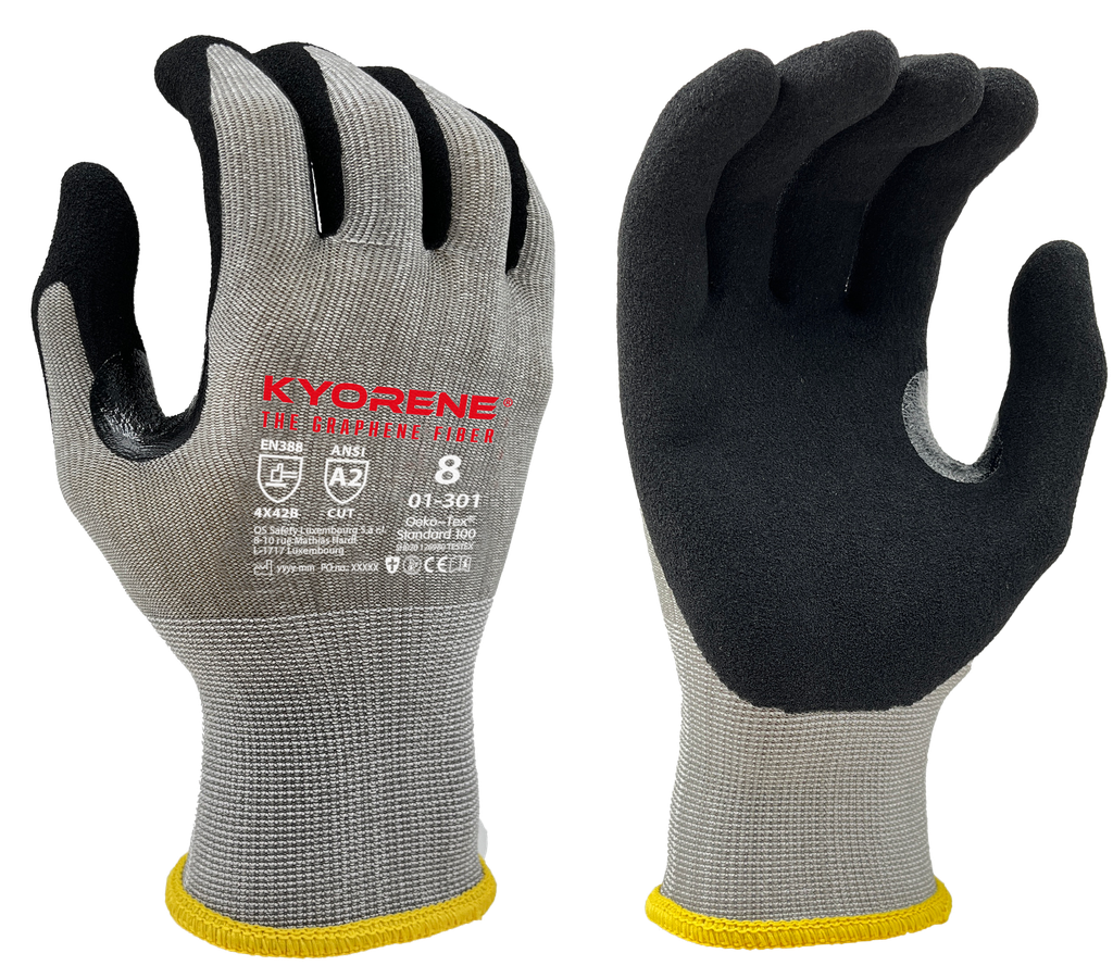 01-301  / 13 gauge Kyorene micro-foam nitrile palm coating cut B