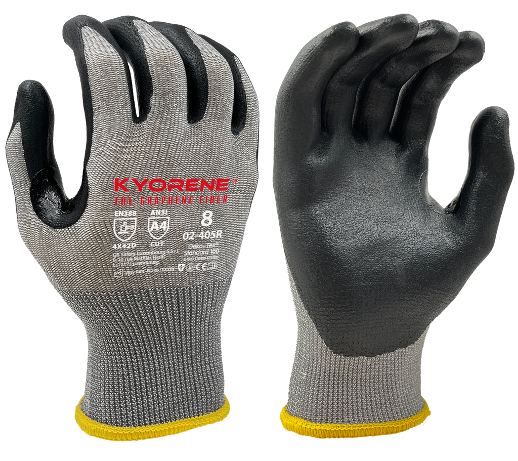 02-405R  / 13 gauge Kyorene nano-foam nitrile palm coating cut D