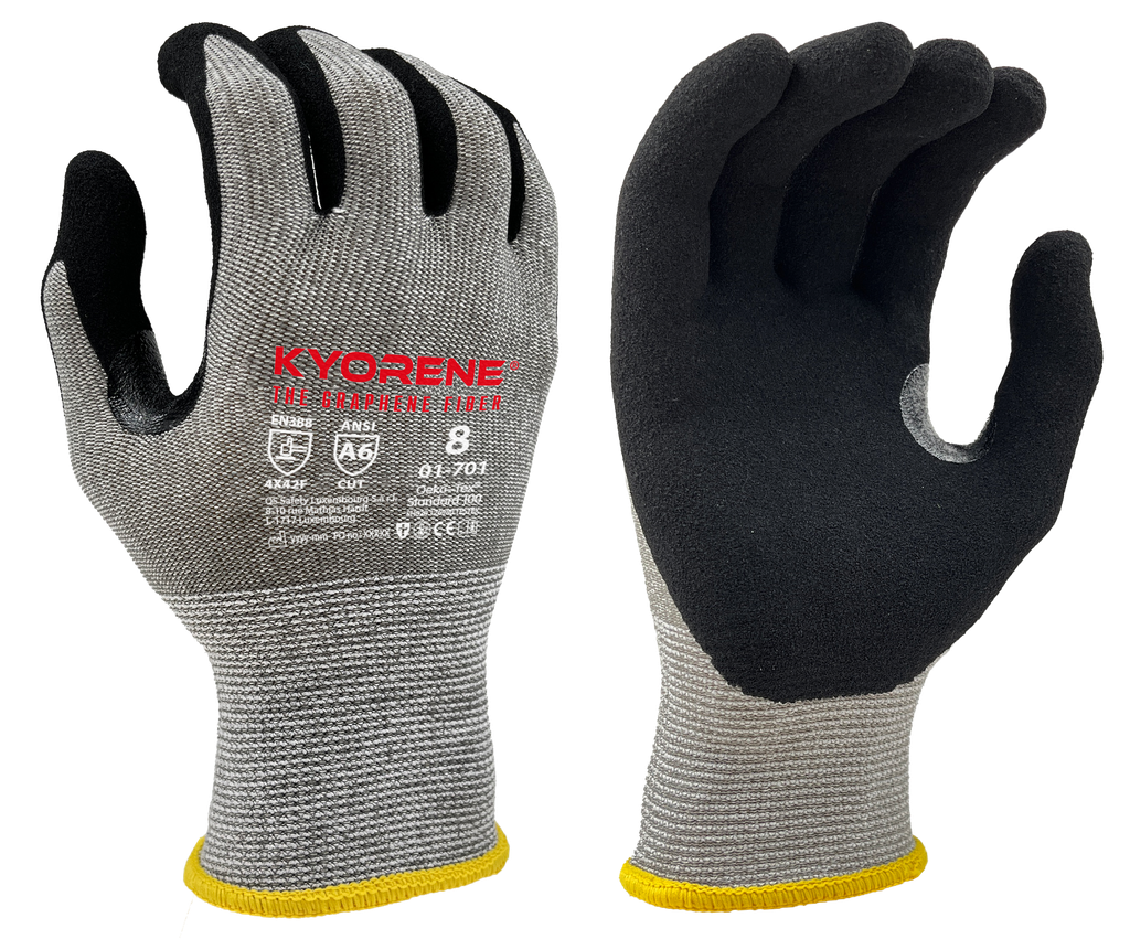 01-701  / 13 gauge Kyorene micro-foam nitrile palm coating cut F