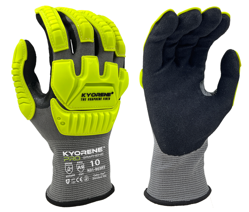 K01-903RT  / 18 gauge Kyorene Pro. Impact.Micro-foam nitrile palm coating cut F