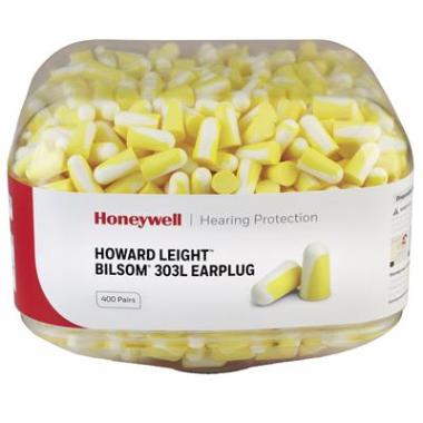 Howard Leight Bilsom 303L oordoppen navulling - 400 paar in canister geel/wit