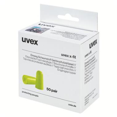 Uvex x-fit  oordop, 50 paar in minidispenser lime