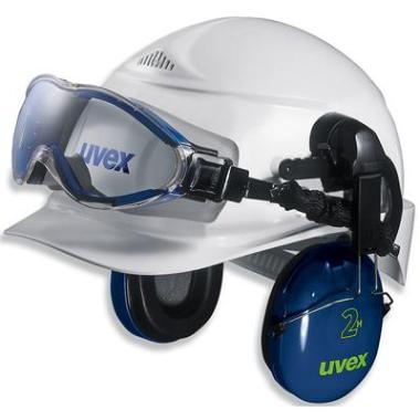 Uvex ultrasonic 9302-510 ruimzichtbril t.b.v. helmbevestiging grijs/blauw