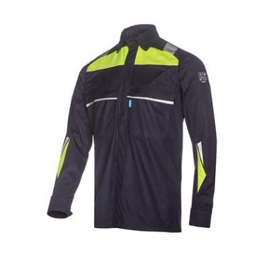 Sioen 076V Rufford overhemd fluo geel/marineblauw