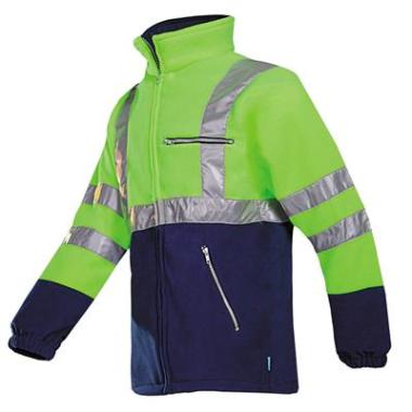 Sioen 497Z Kingley fleece jas fluo geel/marineblauw