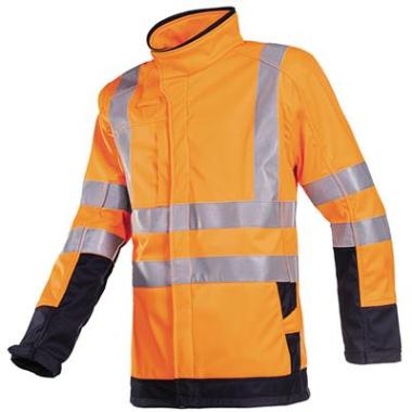 Sioen 9633 Playford softshell jas fluo oranje/marineblauw