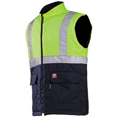 Sioen 1666 Bravone bodywarmer fluo geel/marineblauw