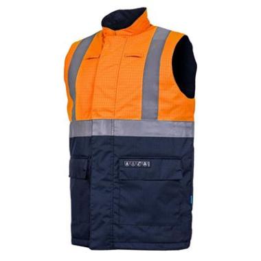 Sioen 1666 Bravone bodywarmer fluo oranje/marineblauw