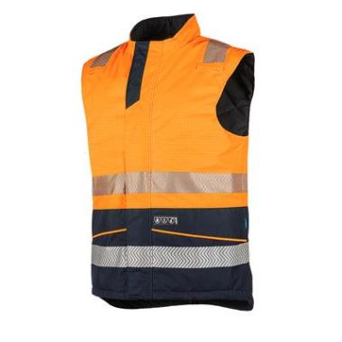 Sioen 9375 Vikja bodywarmer fluo oranje/marineblauw