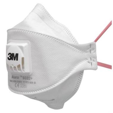 3M Aura 9332+ stofmasker FFP3 NR D met uitademventiel wit