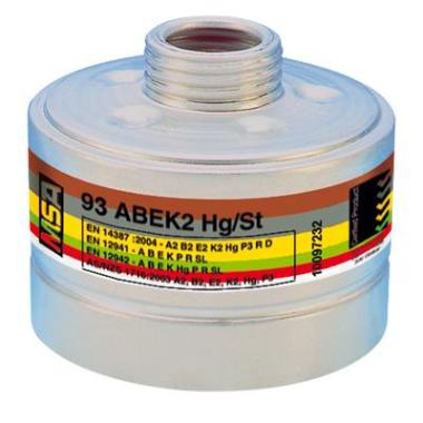 MSA 93 combinatiefilter A2B2E2K2Hg-P3 R D zilvergrijs