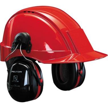 3M Peltor Optime III H540P3E gehoorkap met helmbevestiging zwart/rood
