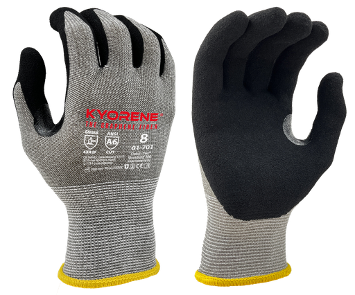 01-701  / 13 gauge Kyorene micro-foam nitrile palm coating cut F grijs/zwart
