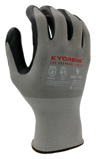 00-111  / 18 gauge PE recycled Kyorene. Nano-foam nitrile palm cut A grijs