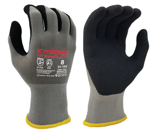 01-101  / 15 gauge Kyorene Micro-foam nitrile palm coating cut A grijs