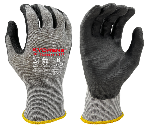 04-405  / 13 gauge Kyorene PU palm coating cut D grijs/zwart