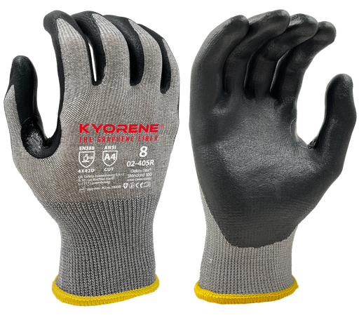 02-405R  / 13 gauge Kyorene nano-foam nitrile palm coating cut D grijs/zwart