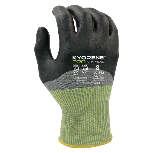 00-832  / 18 gauge ESD Kyorene Pro  3/4 nano-foam nitrile knuckle coating cut  C grijs/groen