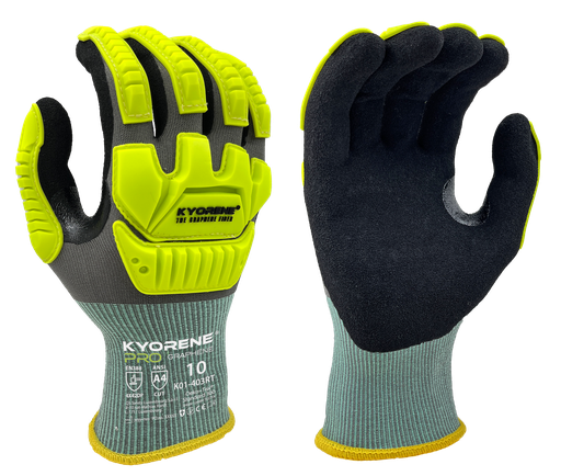 K01-403RT  / 18 gauge Kyorene Pro. Impact. Micro-foam palm coating cut D fluo geel/grijs