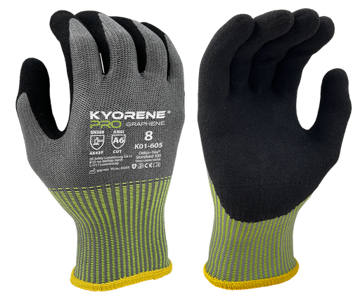 K01-605  / 13 gauge Kyorene Pro micro-foam nitrile palm coating cut F grijs/zwart
