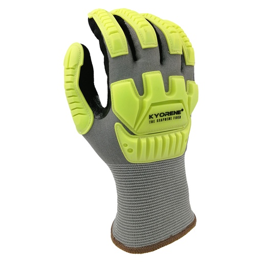 00-898  / 18 gauge Kyorene Pro & 7 gauge poly-acrylic micro-foam nitrile palm coating cut F. Impact, cold evironment glove grijs/fluo geel