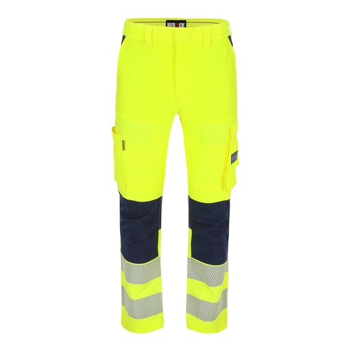 HECTOR HIGH VIZ BROEK fluo geel/marineblauw