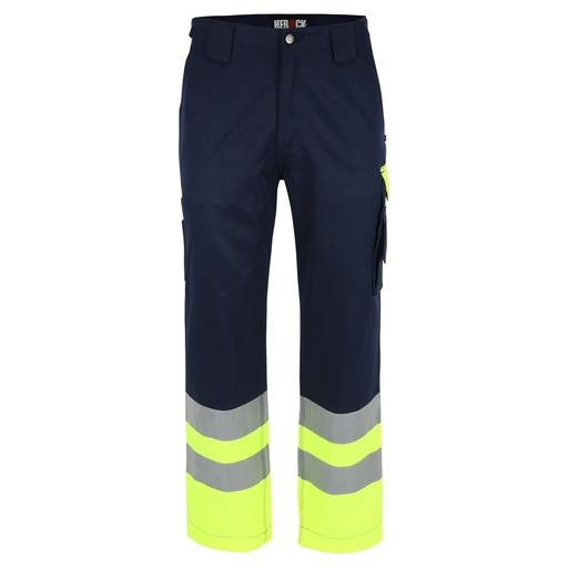 OLYMPUS HIGH VIZ BROEK marineblauw/fluo geel