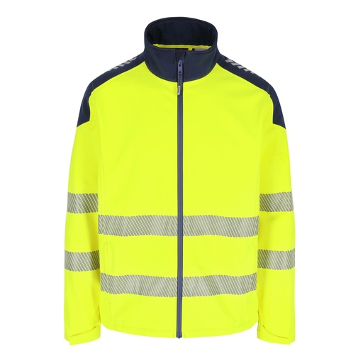 SIRIUS HIGH VIZ SOFTSHELL JAS fluo geel/marineblauw