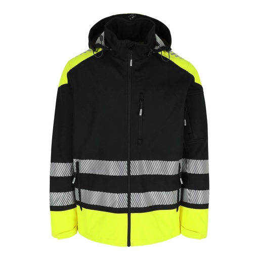 SOLAR HIGH VIZ SOFTSHELL JAS zwart/fluo geel