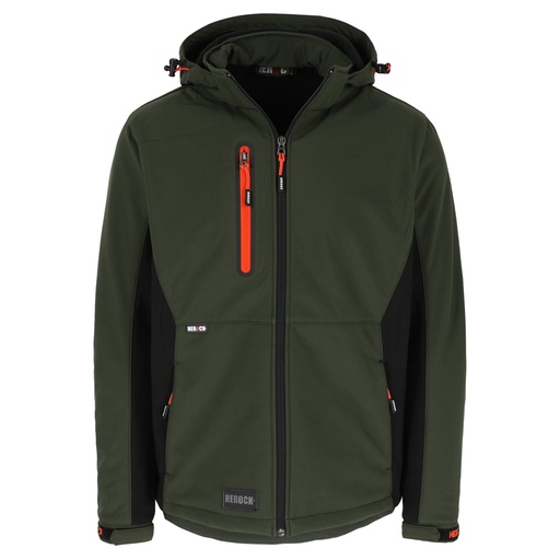 TRYSTAN SOFTSHELL JAS donker kaki/zwart