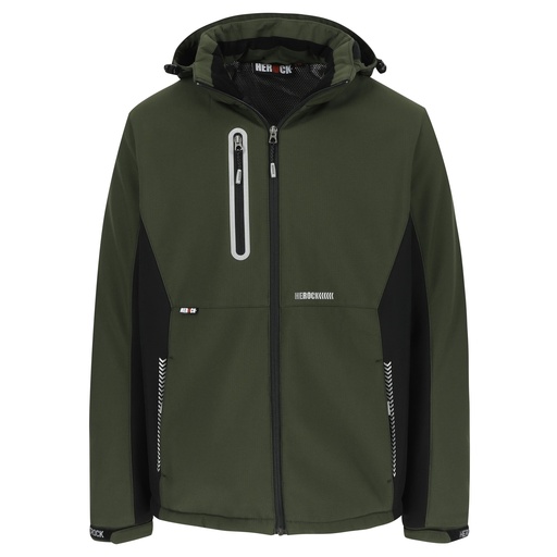 TARIS SOFTSHELL JAS donker kaki/zwart