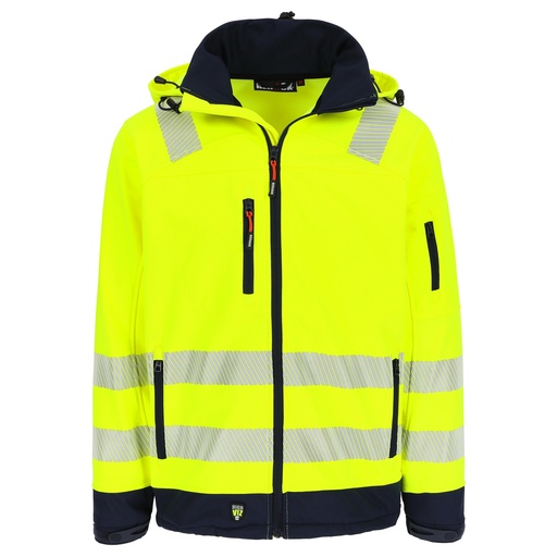 GREGOR HIGH VIZ SOFTSHELL JAS fluo geel/marineblauw