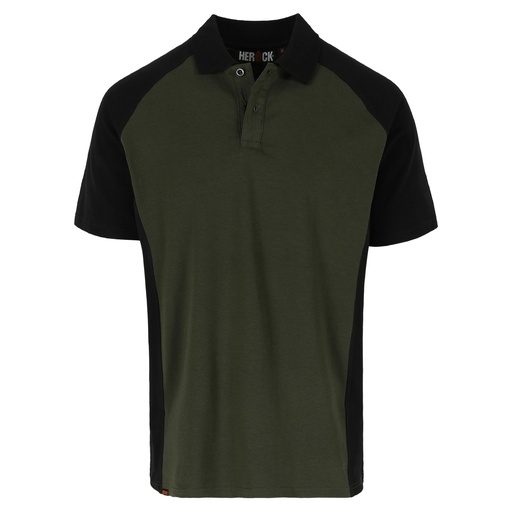 BRABO POLO KORTE MOUWEN donker kaki/zwart