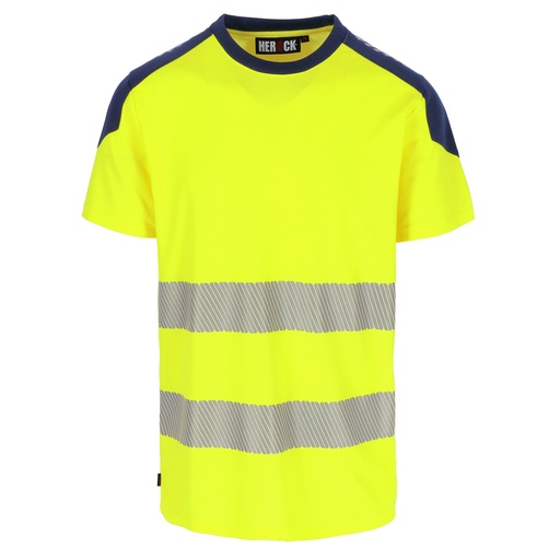 ELIPS HIGH VIZ T-SHIRT KORTE MOUWEN fluo geel/marineblauw