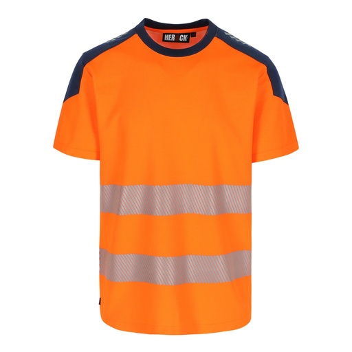ELIPS HIGH VIZ T-SHIRT KORTE MOUWEN fluo oranje/marineblauw