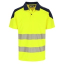 ORBIT HIGH VIZ POLO KORTE MOUWEN fluo geel/marineblauw
